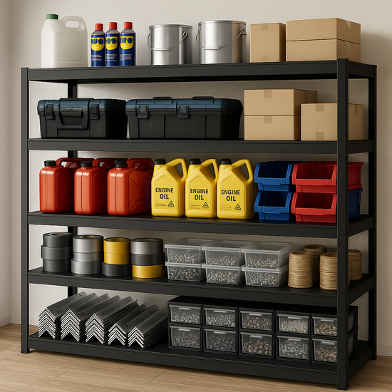 Pullmon 31” Heavy Duty Garage Shelving, 3000 lbs 5-Tier Metal Storage Rack, Adjustable Steel Shelves for Basement & Utility Room